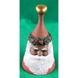 Christmas Holiday Bell Dark Complexion Santa Pottery Hand Bell JH1400